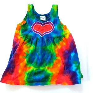 Tie Dye‎ Rainbow Heart Dress size 12 months Dharma Trading Co 100% Cotton